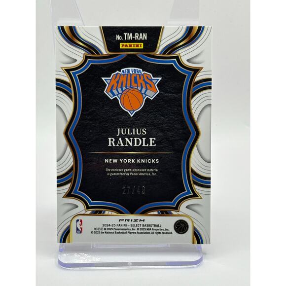 2024-25 Panini Select Julius Randle Bronze Throwback Game Worn Patch 27/49 SP - Picture 2 of 2